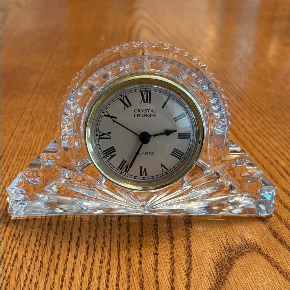 Vintage Crystal Legends Lead Crystal Clock for Desk Mantle Like New